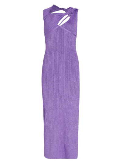 Shop Aknvas Women's Sevrine Cutout Rib-knit Maxi Dress In Purple