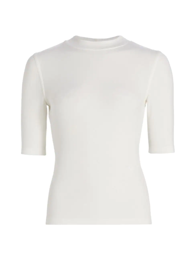 Shop Frame Women's Ribbed Mockneck T-shirt In Off White