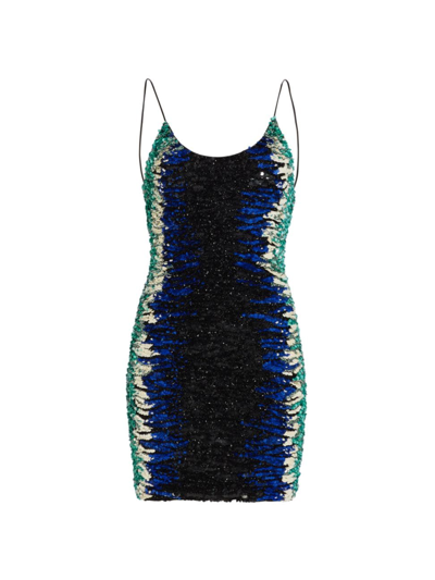 Shop Alice And Olivia Women's Nelle Sequin Minidress In Royalty Multi