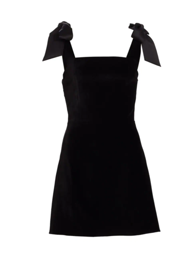 Shop Alice And Olivia Women's Maryann Tie-shoulder Minidress In Black