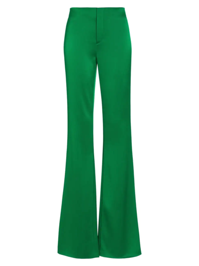 Shop Alice And Olivia Women's Teeny Satin Trousers In Emerald