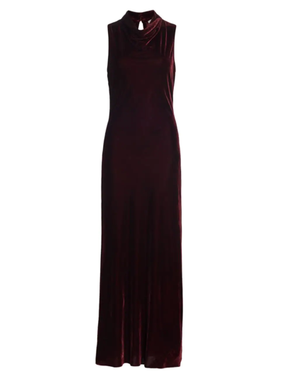 Veronica Beard Kura Cowl Neck Velvet Slip Dress In Red-drk | ModeSens