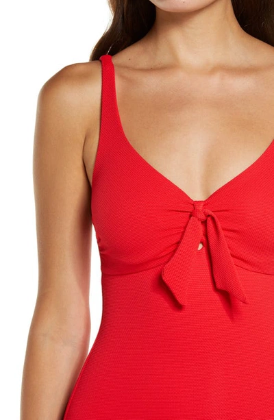 Shop Melissa Odabash Lisbon Knotted One-piece Swimsiut In Red Pique