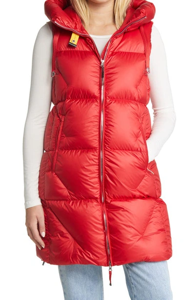 Shop Parajumpers Zuly Long Puffer Vest In Unique Red