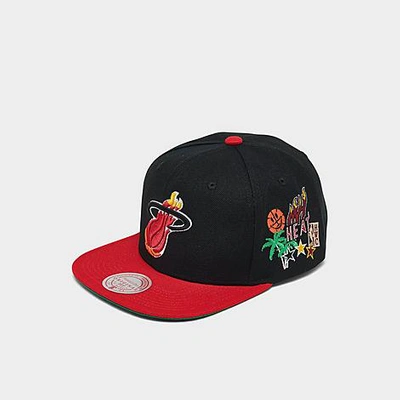 Shop Mitchell And Ness Nba Miami Heat Patch Overload Snapback Hat In Black/red