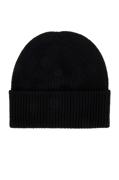 Moncler Ribbed Beanie With Folded Cuff And Embroidered Logo In Black