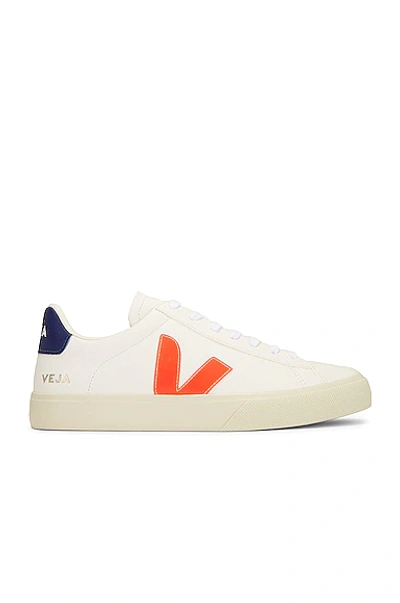 Shop Veja Campo Sneaker In Extra White  Orange  & Fluo Cobalt