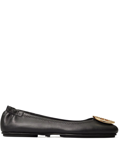 Tory Burch Minnie Leather Ballet Flats In Black | ModeSens