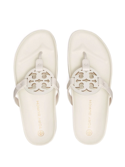 Tory Burch Miller Cloud Leather Thong Sandals In White