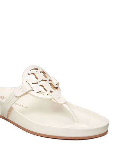 Tory Burch Miller Cloud Leather Thong Sandals In White