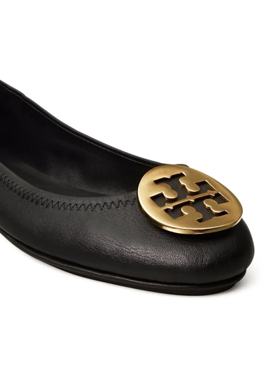 Tory Burch Minnie Leather Ballet Flats In Black | ModeSens