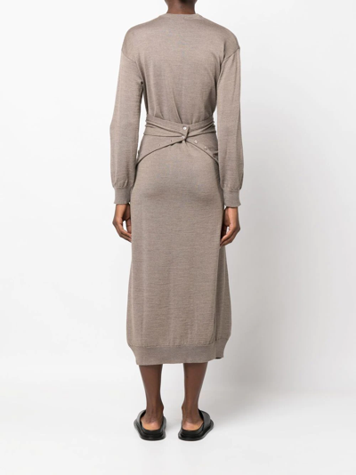 Shop Lemaire Wrap Layered Midi Dress In Grey