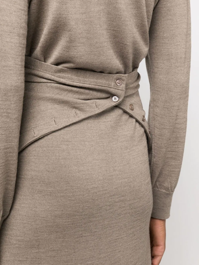 Shop Lemaire Wrap Layered Midi Dress In Grey