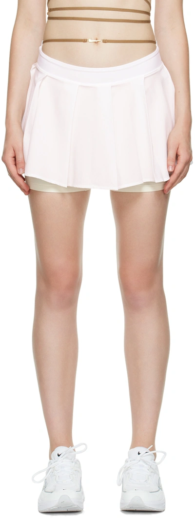 Shop Nike White & Beige Jacquemus Edition Pleated Miniskirt In White/pearl White