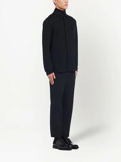Prada Button-up Long-sleeve Shirt In Black