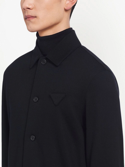 Shop Prada Triangle-logo Wool-blend Shirt In Black