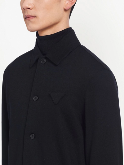 Prada Button-up Long-sleeve Shirt In Black