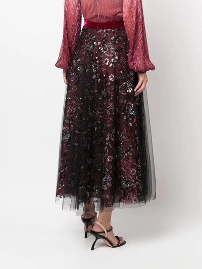 Talbot Runhof Sequin-embellished Midi Skirt In Red