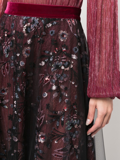 Talbot Runhof Sequin-embellished Midi Skirt In Red
