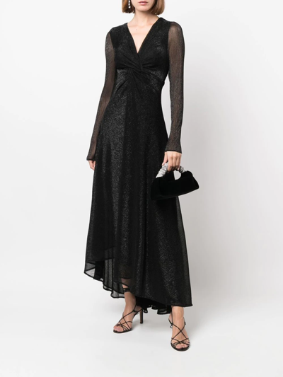 Shop Talbot Runhof Metallic-effect V-neck Maxi Dress In Black