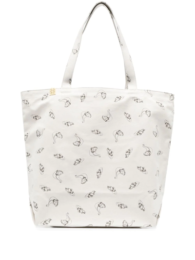 Shop Visvim Graphic-print Tote Bag In Weiss