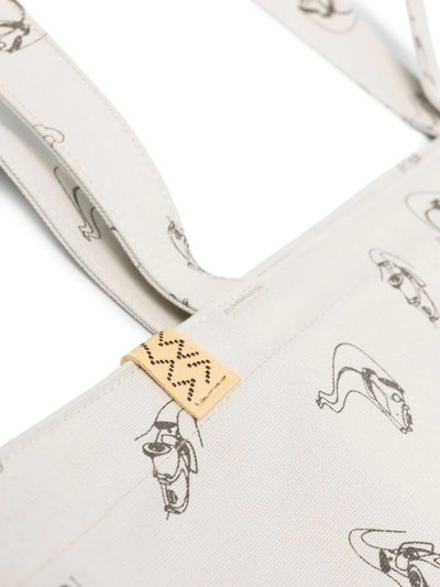 Shop Visvim Graphic-print Tote Bag In Weiss