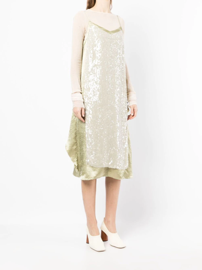 Shop Muller Of Yoshiokubo Sequin-embellished Slip Dress In Green