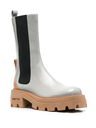 Sergio Rossi Milla Elasticated Side-panel Boots In Grey