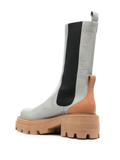 Sergio Rossi Milla Elasticated Side-panel Boots In Grey