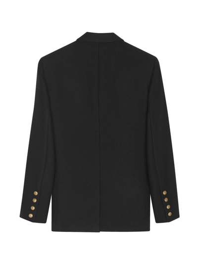 Shop Saint Laurent Double-breasted Blazer In Schwarz