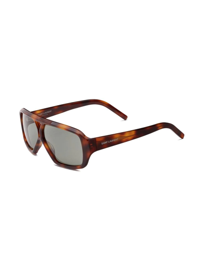 Shop Saint Laurent Sl 569 Y Pilot-frame Sunglasses In Braun