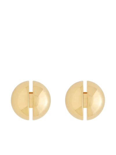 Shop Saint Laurent Slit-detail Sphere Earrings In Gold
