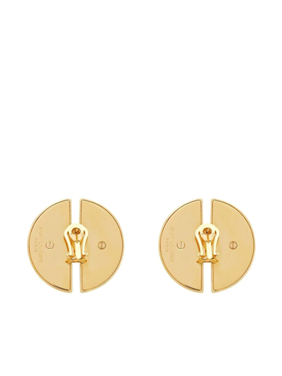 Shop Saint Laurent Slit-detail Sphere Earrings In Gold
