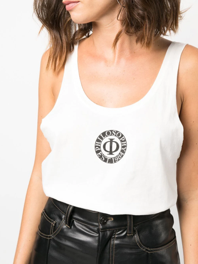 Shop Philosophy Di Lorenzo Serafini Logo-print Cotton Tank Top In Weiss