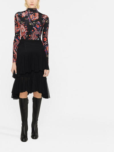 Philosophy Di Lorenzo Serafini Tiered Asymmetric Midi Skirt In Schwarz
