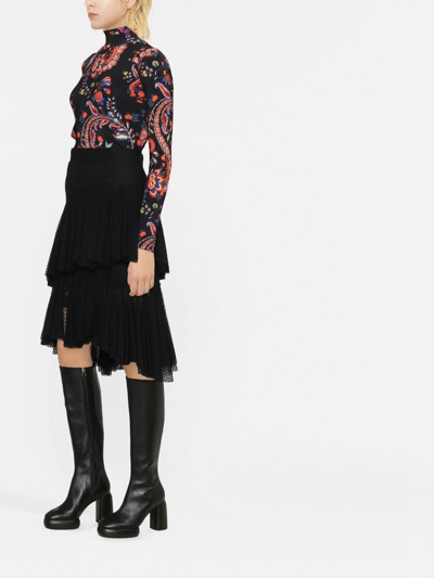 Shop Philosophy Di Lorenzo Serafini Tiered Asymmetric Midi Skirt In Schwarz