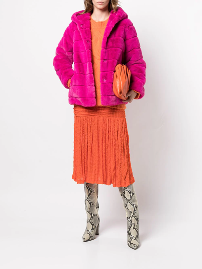 Shop Apparis Hooded Faux-fur Coat In Pink