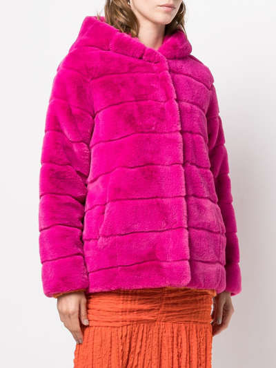 Shop Apparis Hooded Faux-fur Coat In Pink