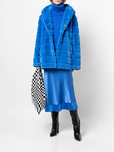 Shop Apparis Hooded Faux-fur Coat In Blue