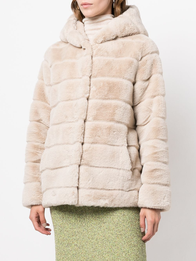 Shop Apparis Hooded Faux-fur Coat In Grey