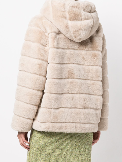 Shop Apparis Hooded Faux-fur Coat In Grey