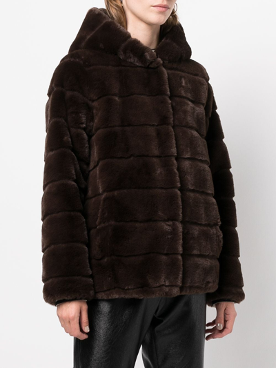 Shop Apparis Hooded Faux-fur Coat In Brown