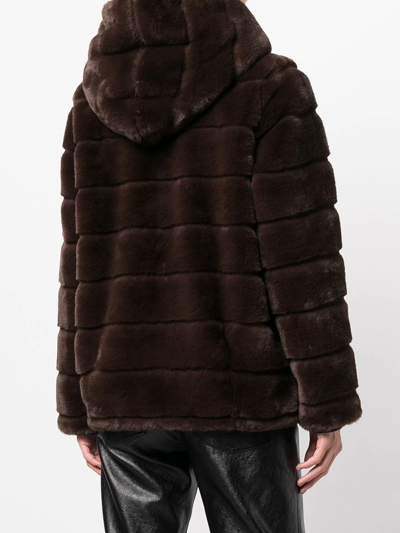 Shop Apparis Hooded Faux-fur Coat In Brown