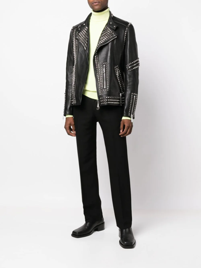 Philipp Plein Rockstud-embellished Leather Biker Jacket In Black