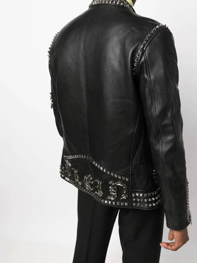 Philipp Plein Rockstud-embellished Leather Biker Jacket In Black