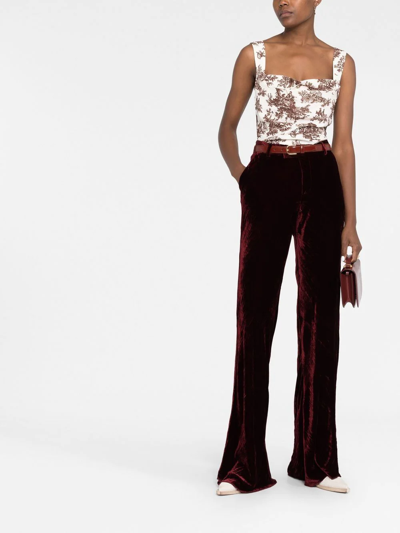 Shop Etro High-waisted Velvet Trousers In Rot