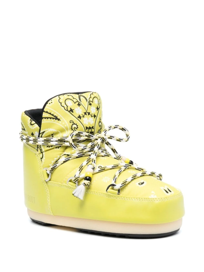 Shop Alanui X Moonboot Bandana-print Boots In Yellow