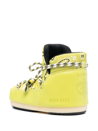 Shop Alanui X Moonboot Bandana-print Boots In Yellow