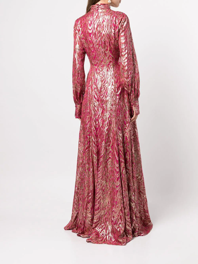 Shop Jonathan Simkhai Lurex-detail Tied-waist Gown In Pink
