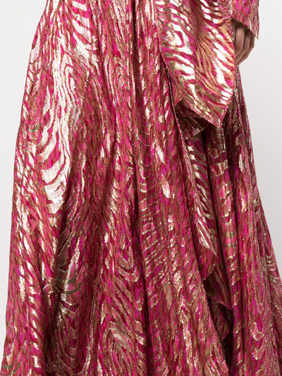 Shop Jonathan Simkhai Lurex-detail Tied-waist Gown In Pink